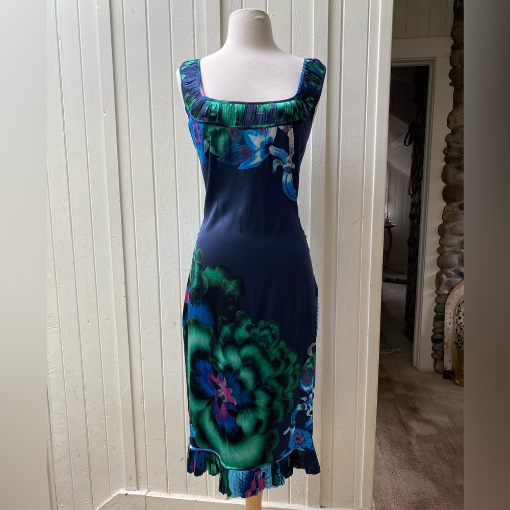 Roberto Cavalli Navy and Green Floral Dress